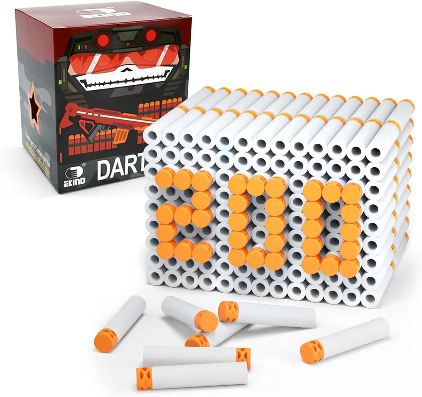 EKIND 200 Pcs Waffles Darts Refill Pack Foam Bullet Compatible for NERF N-Strike Series Blaster (Glow at Dark, White)