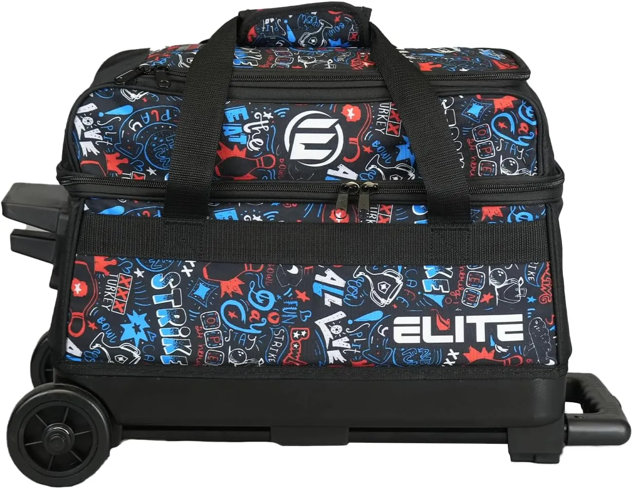 ELITE Basic Bowling Bag Double (2) Ball Roller with Rolling Wheels