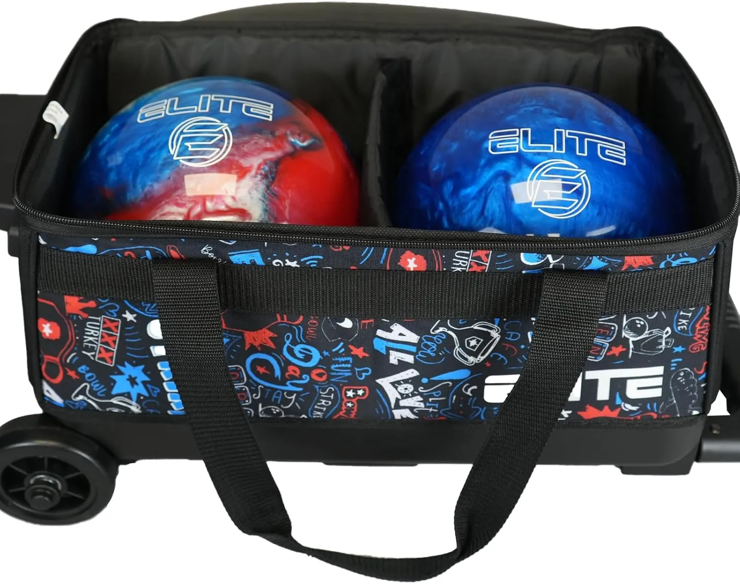 ELITE Basic Bowling Bag Double (2) Ball Roller with Rolling Wheels