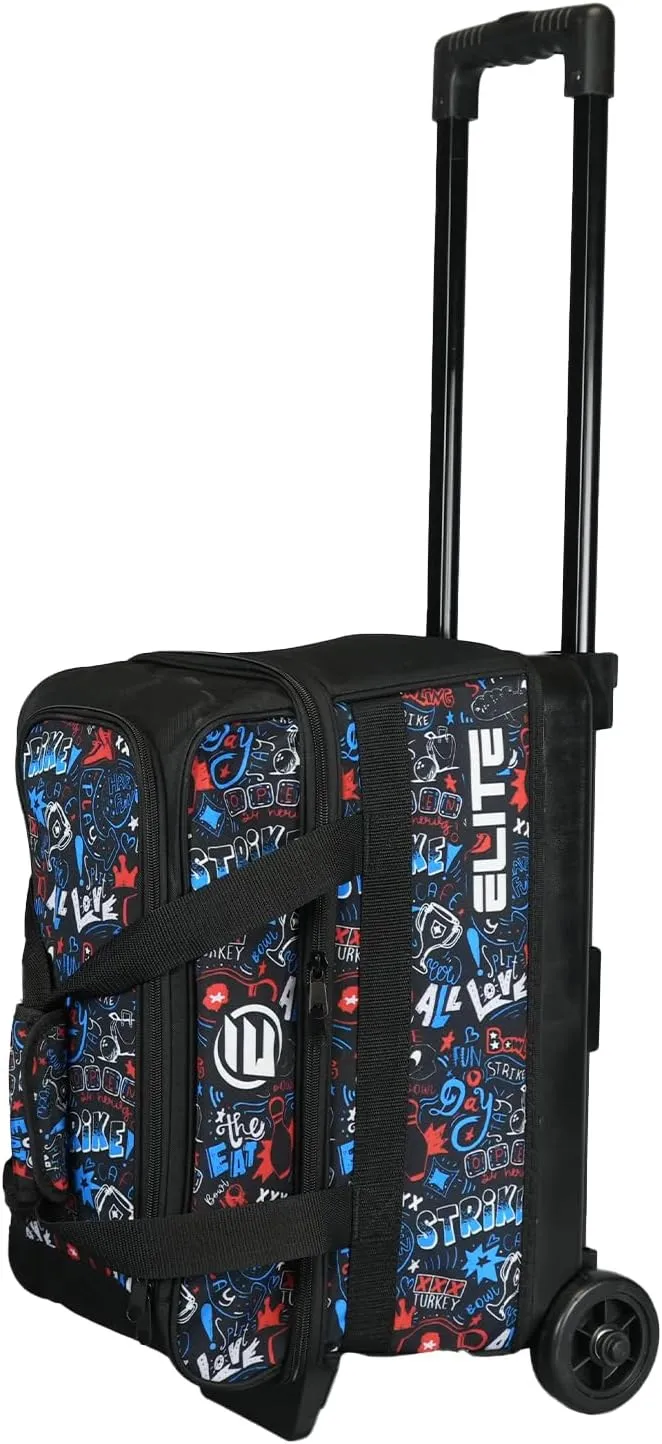 ELITE Basic Bowling Bag Double (2) Ball Roller with Rolling Wheels
