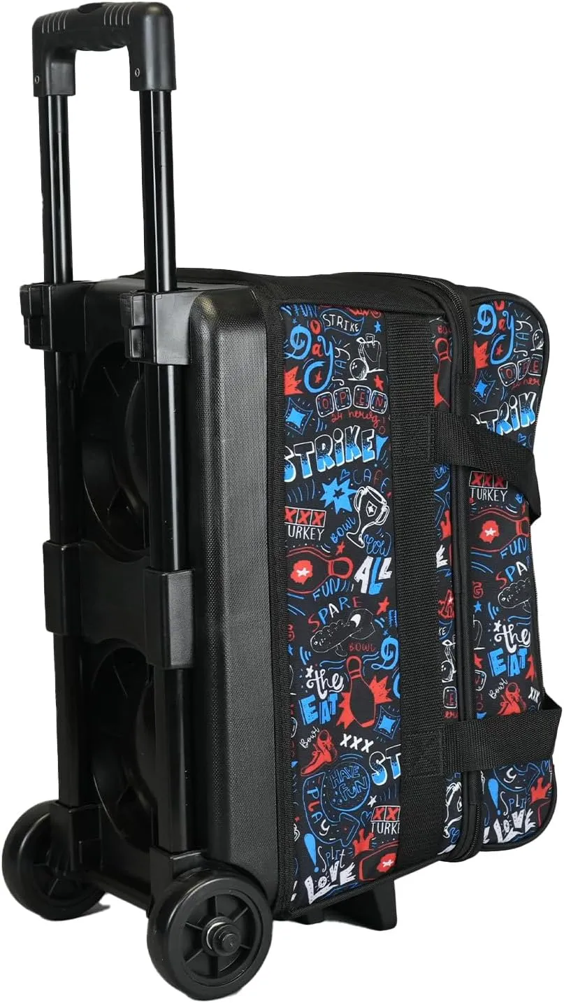 ELITE Basic Bowling Bag Double (2) Ball Roller with Rolling Wheels