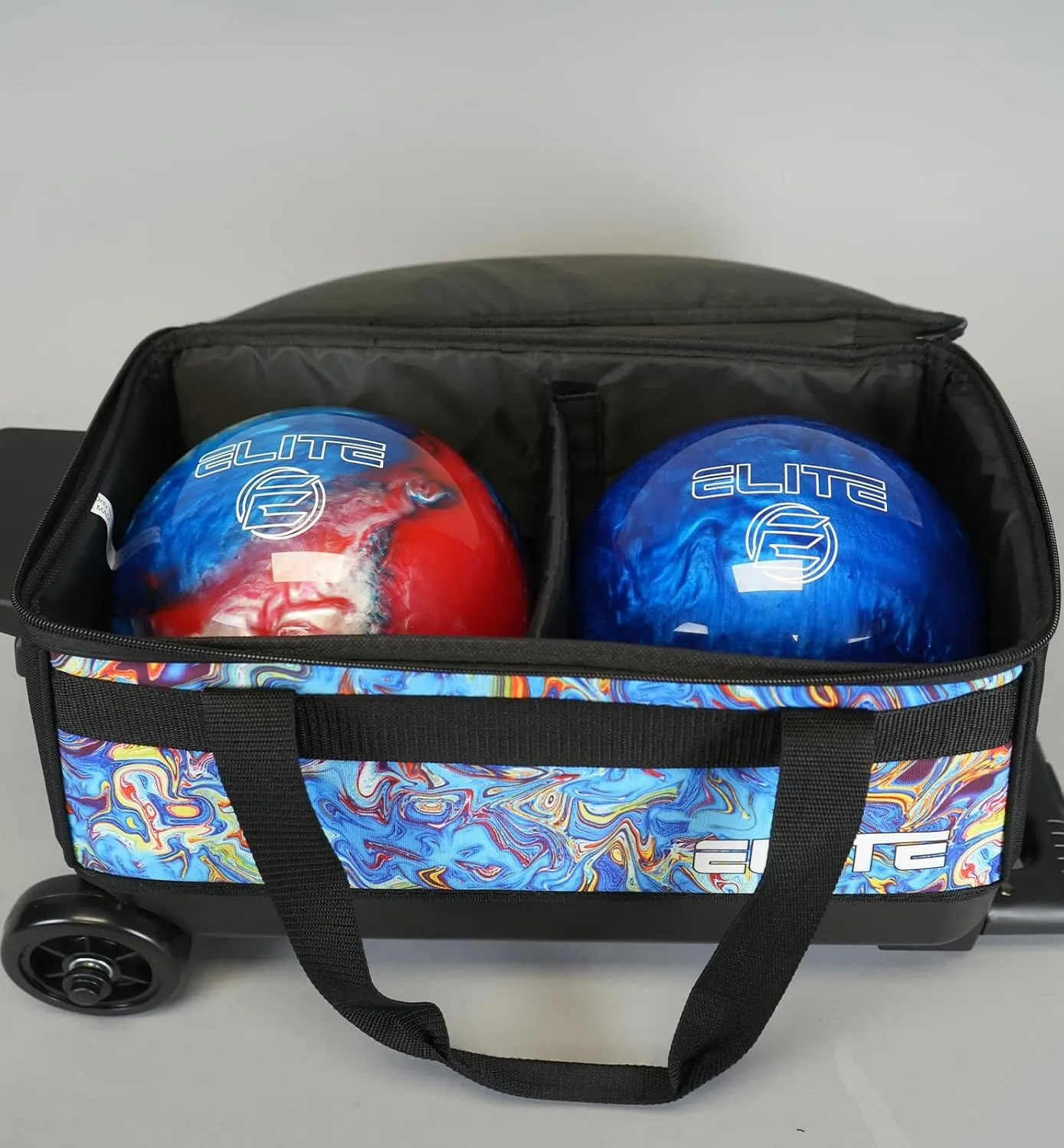 ELITE Basic Bowling Bag Double (2) Ball Roller with Rolling Wheels