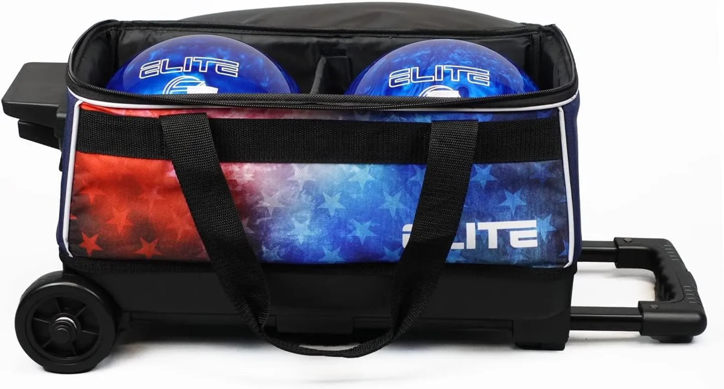ELITE Basic Bowling Bag Double (2) Ball Roller with Rolling Wheels