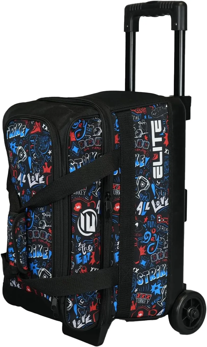 ELITE Basic Bowling Bag Double (2) Ball Roller with Rolling Wheels