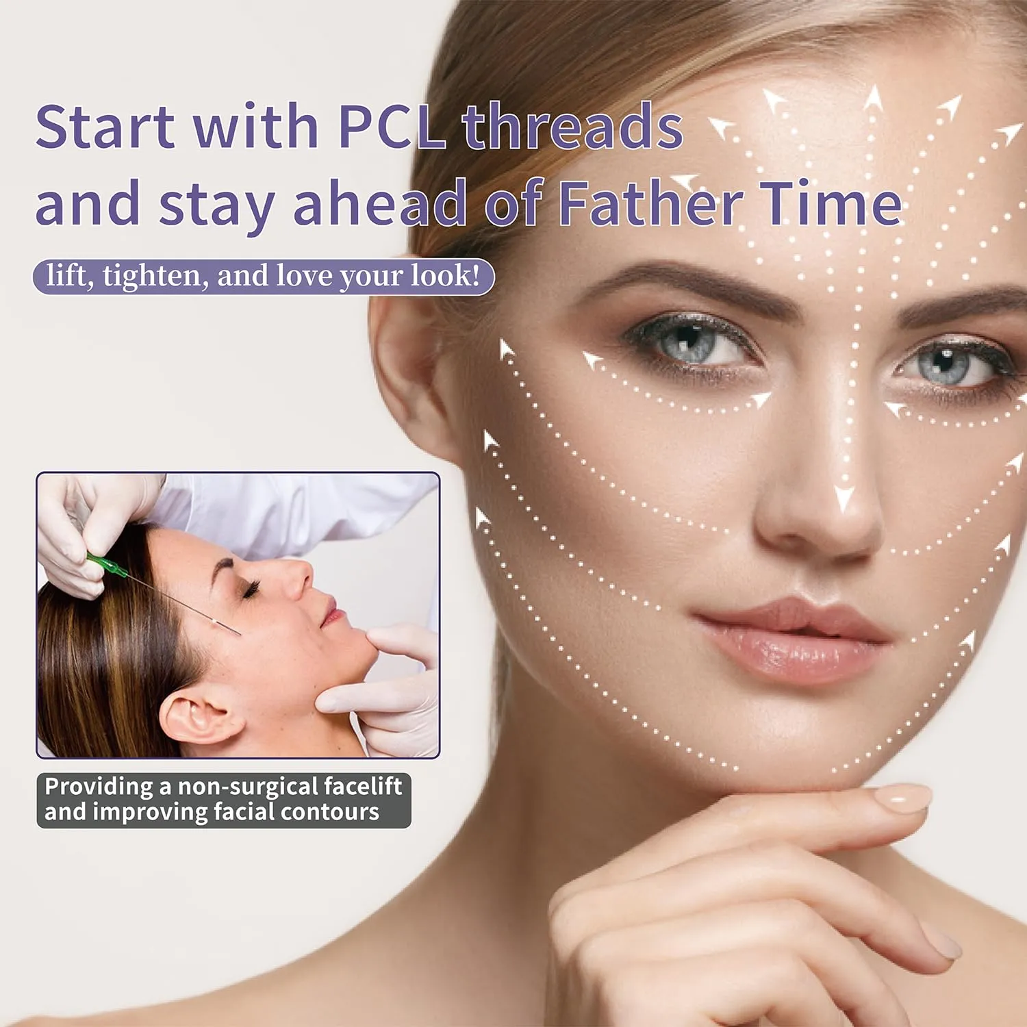 elves PCL Threads for Face Pcl Screw Thread Lift 30G25mm Mono Screw Type Face Lifting 20Pcs Facial Thread Smoothing Wrinkles with Sharp Tip