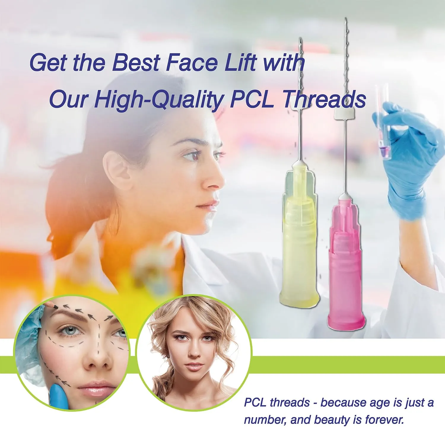 elves PCL Threads for Face Pcl Screw Thread Lift 30G25mm Mono Screw Type Face Lifting 20Pcs Facial Thread Smoothing Wrinkles with Sharp Tip