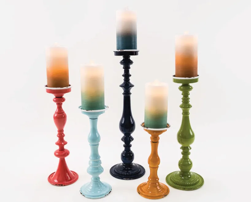 Enamel Pillar Candle Holder