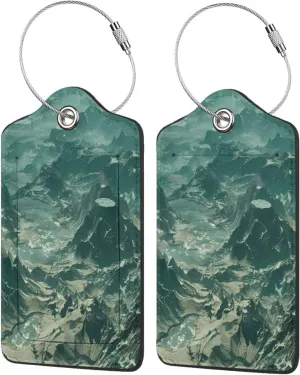 Endless Barren Mountains Luggage Tag for 2 Pack with Privacy Name Address with Stainless Steel Loop for Travel Bag Suitcase