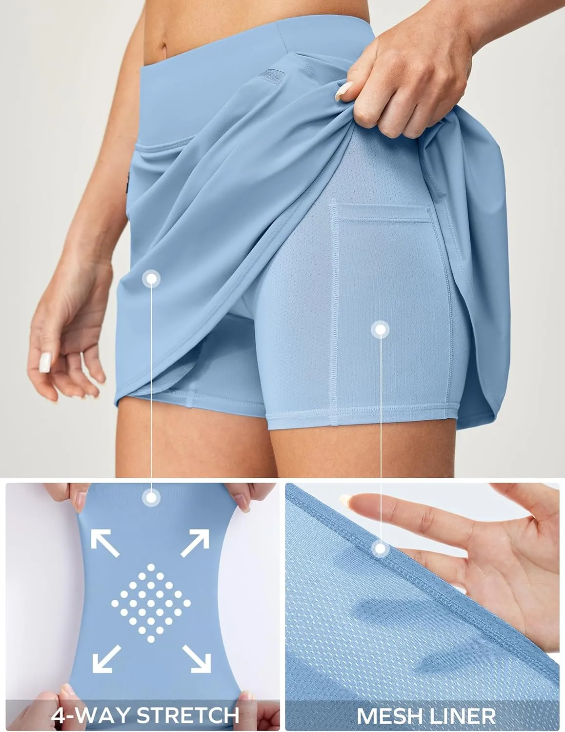 Ewedoos Golf Skirts for Women High Waist Tennis Skirt Athletic Skort for Woman with Zipper Pockets
