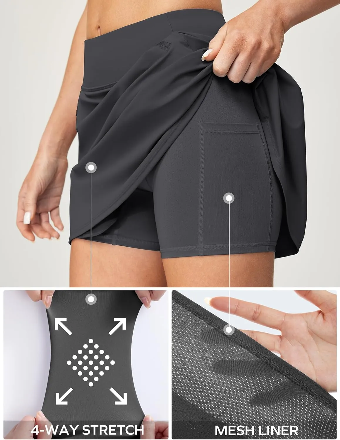Ewedoos Golf Skirts for Women High Waist Tennis Skirt Athletic Skort for Woman with Zipper Pockets