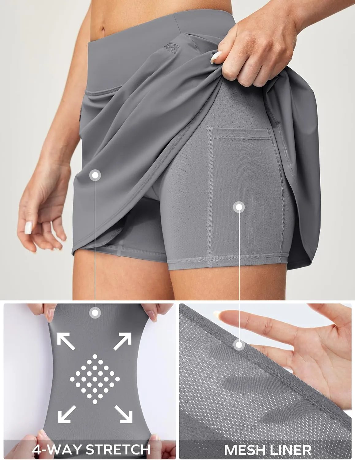 Ewedoos Golf Skirts for Women High Waist Tennis Skirt Athletic Skort for Woman with Zipper Pockets