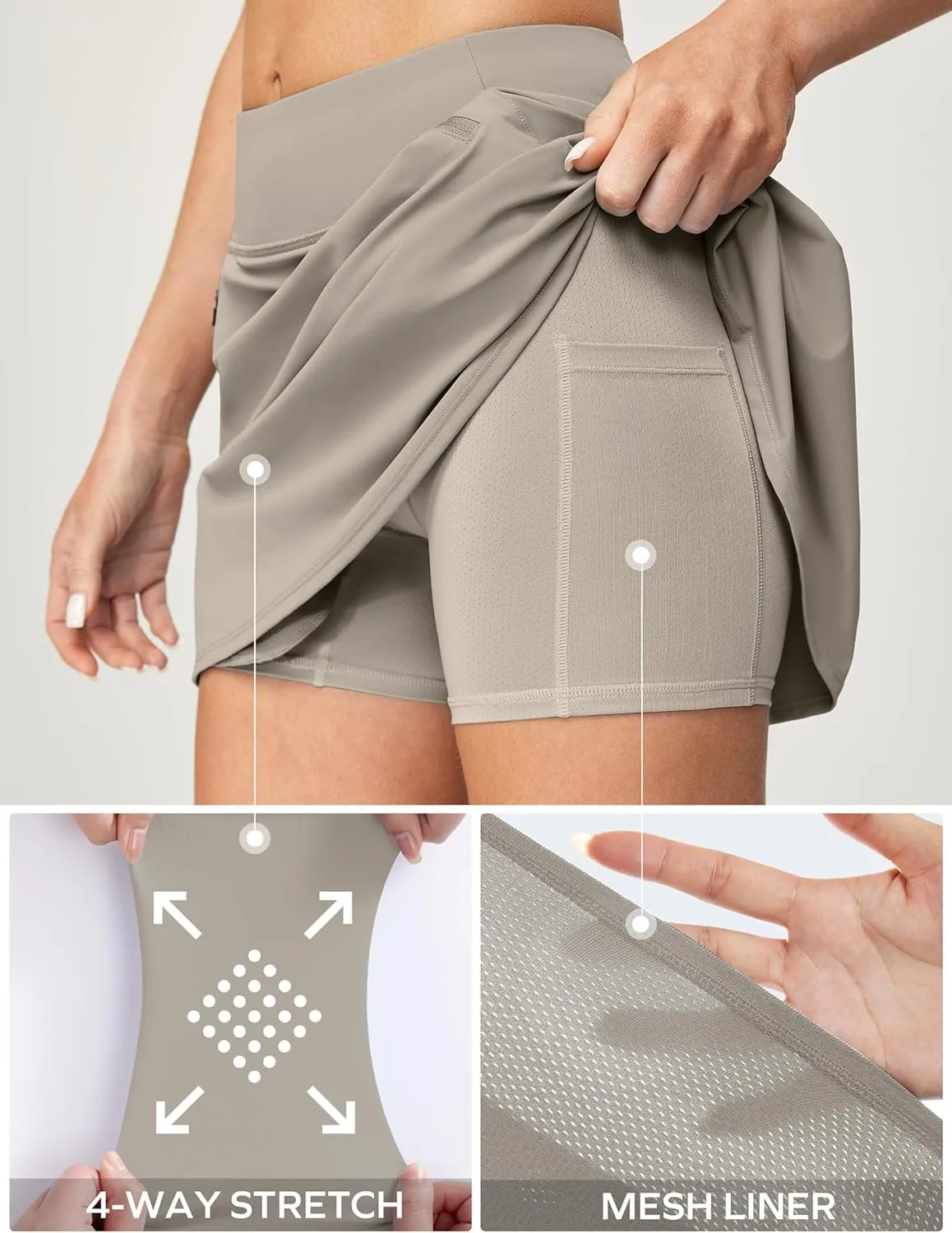 Ewedoos Golf Skirts for Women High Waist Tennis Skirt Athletic Skort for Woman with Zipper Pockets