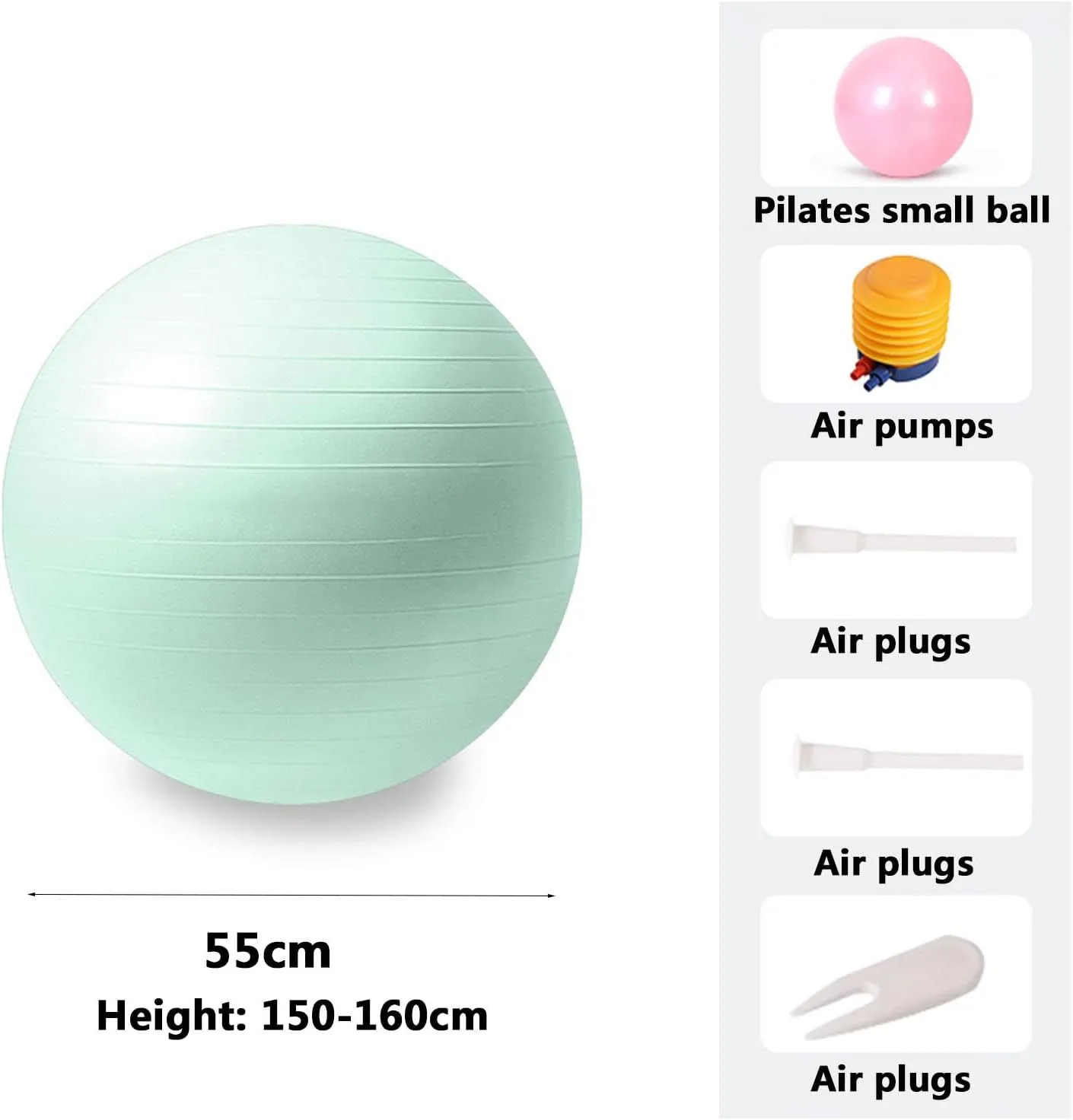 Exercise Ball, Anti-Burst & Non-Slip Yoga Ball Stability Ball Chair for- Pregnancy, Birthing Therapy Balance Workout at Home-Quick Pump Included and Pilates Small Ball