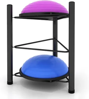 Exercise Half Balance Ball Storage Rack - Home Gym Workout Equipment 3/5/6/7 Tier Floor Stand Storage Organizer for Bosu Slam Bowling Medicine Balls (Color : Black, Size : 3 layer - 70cm/27.5in)