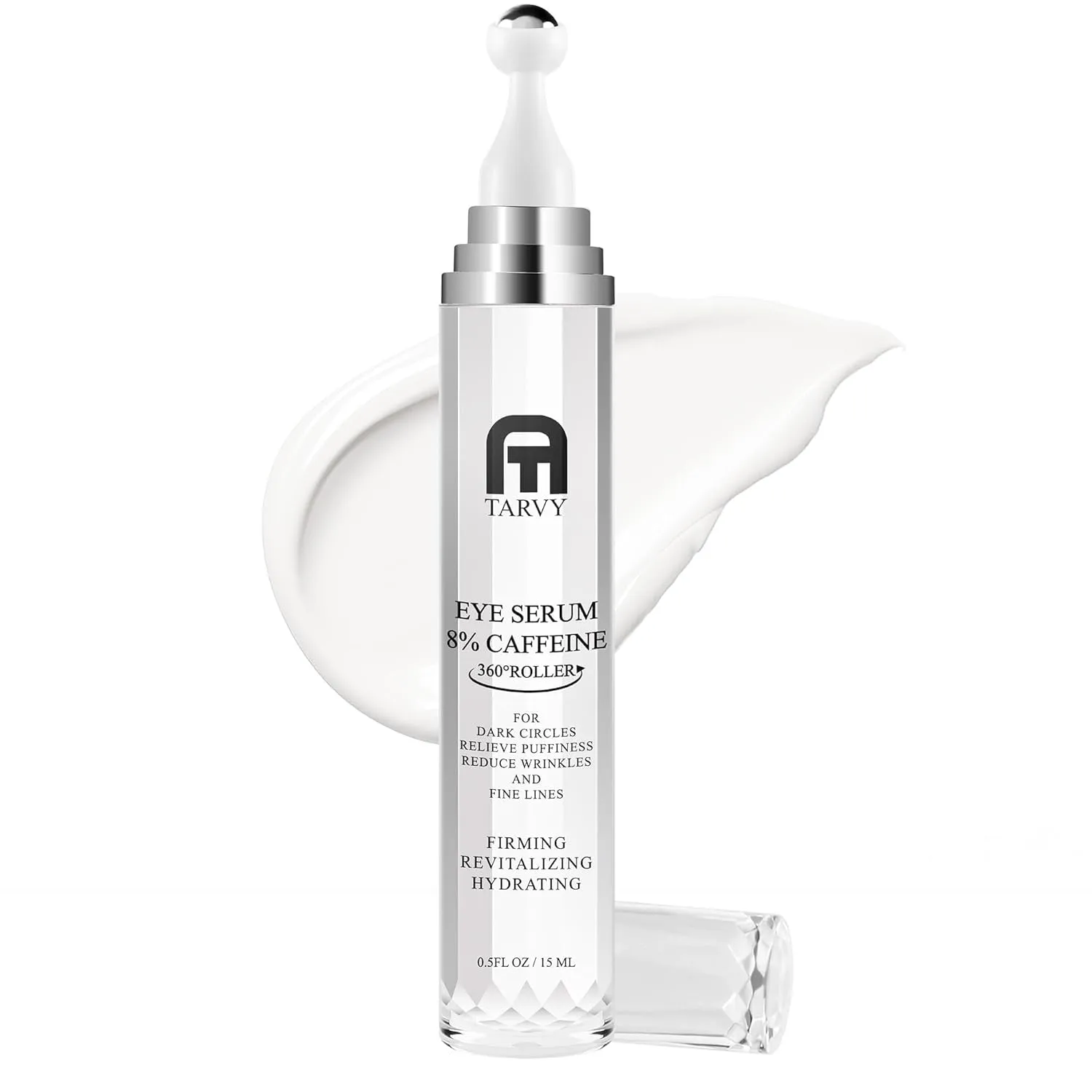 Eye Serum, under Eye Cream for Dark Circles, 8% Caffeine Eye Serum for Women & Men, Eye Cream anti Aging with 360° Massage Ball, Eye Cream for Puffiness and Bags under Eyes, Eye Serum for Fine Lines