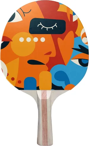 Eyes Modern Art Colorful Design Ping Pong Paddle, Premium 5 Ply Table Tennis Racket (Black on Back)