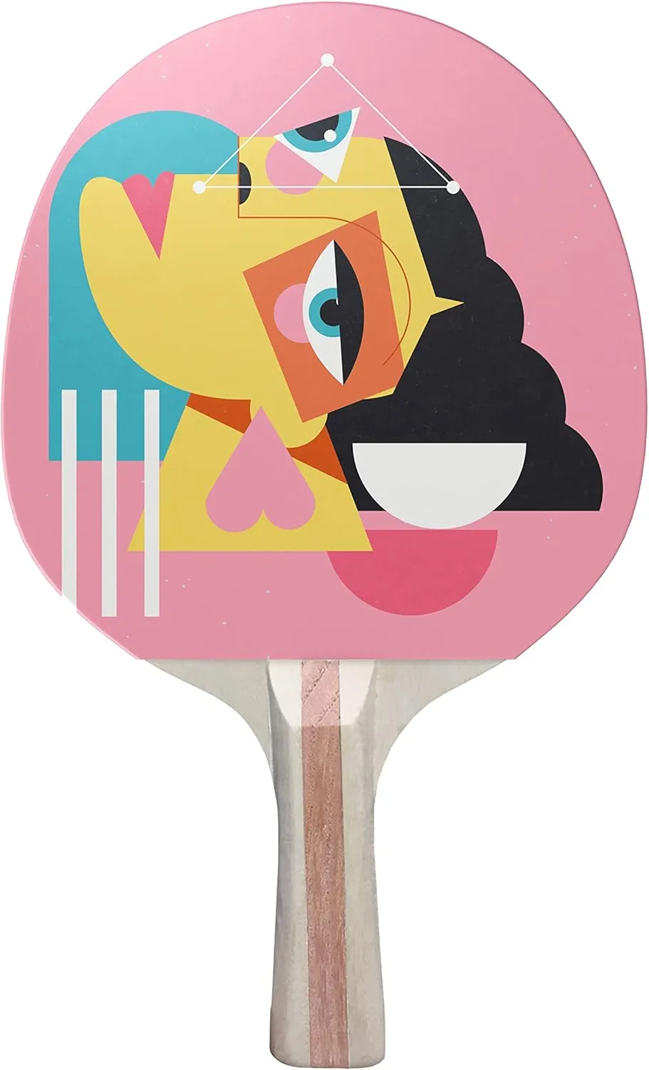 Face Modern Art Colorful Design Ping Pong Paddle, Premium 5 Ply Table Tennis Racket (Black on Back)