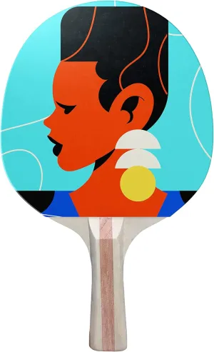 Fashion Earring Colorful Design Ping Pong Paddle, Premium 5 Ply Table Tennis Racket (Red on Back)