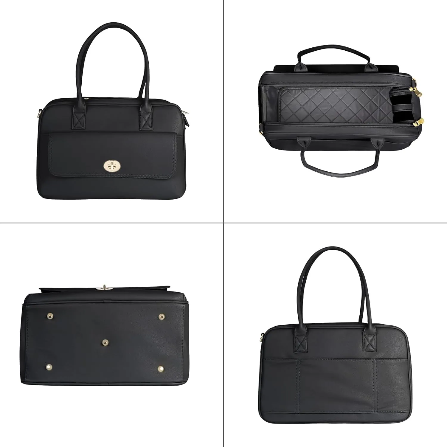 Fashion Pet Carrier Dog Purse Carrier Cat Soft-Sided Carriers for Puppy Kitten, Stylish Leather Handbag Tote Travel Pet Bag for Small Dogs Cats, TSA Airline Approved (Black)
