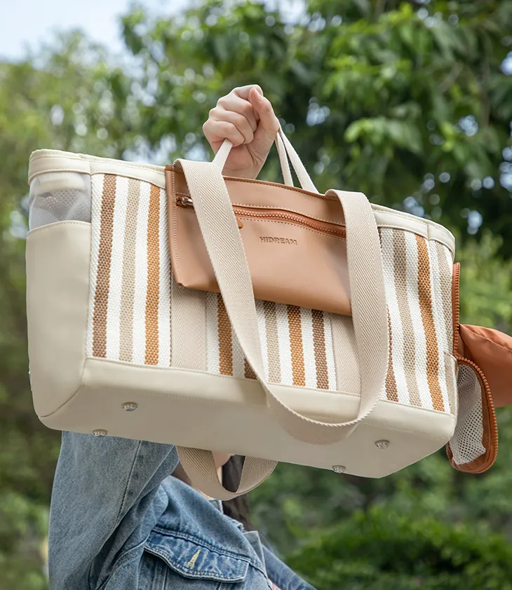Fashion Stripe Shoulder Pet Travel Bag