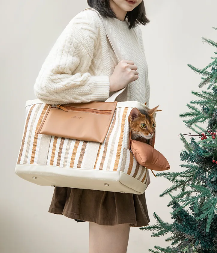 Fashion Stripe Shoulder Pet Travel Bag