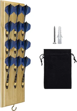 FDLS Darts Holder Wall Mounted Displays 12 or 15 Steel/Soft Tip Darts, Darts Caddy for wall with Metal Hook, Accessory Storage Bag