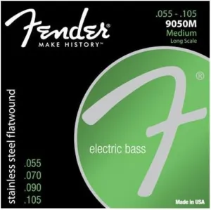 Fender 9050 Bass Strings, Stainless Steel Flatwound, 9050M .055-.105