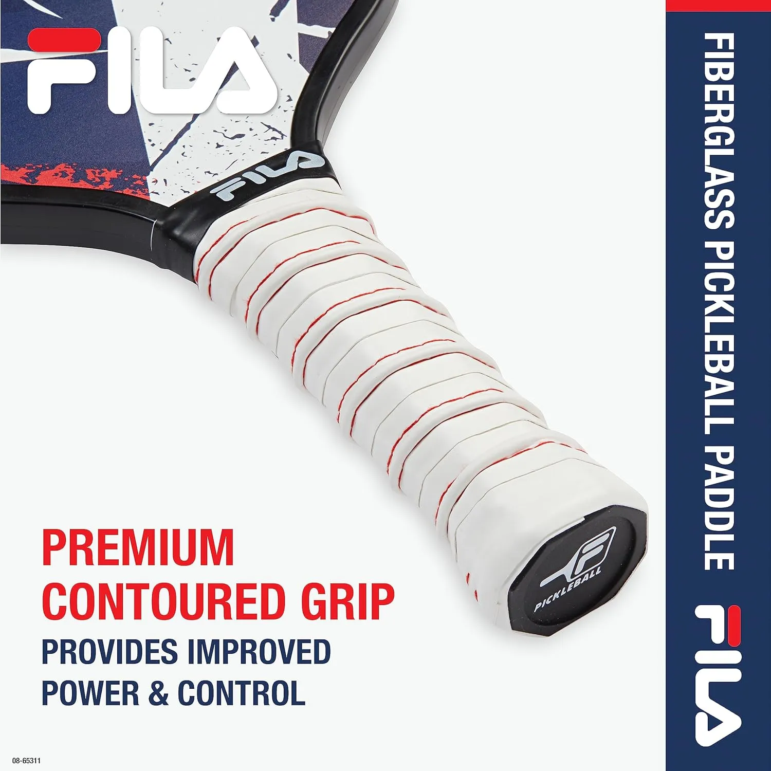 FILA Accessories Fiberglass Pickleball Paddle - Pro Pickle Ball Paddles, Fiberglass with Honeycomb Polypropylene Core, Lightweight Comfort Grip, Cute Pickleball Paddles (Sold Individually)