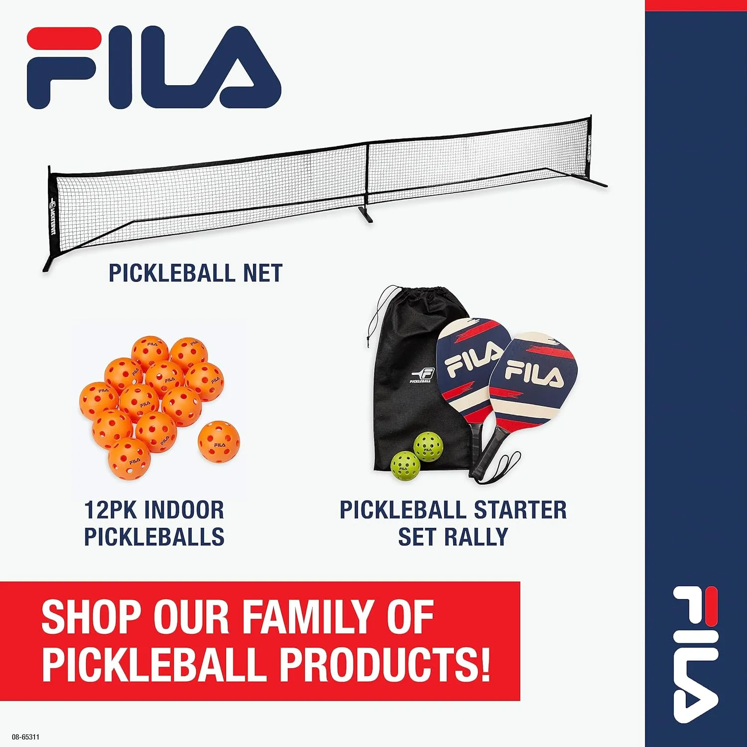 FILA Accessories Fiberglass Pickleball Paddle - Pro Pickle Ball Paddles, Fiberglass with Honeycomb Polypropylene Core, Lightweight Comfort Grip, Cute Pickleball Paddles (Sold Individually)