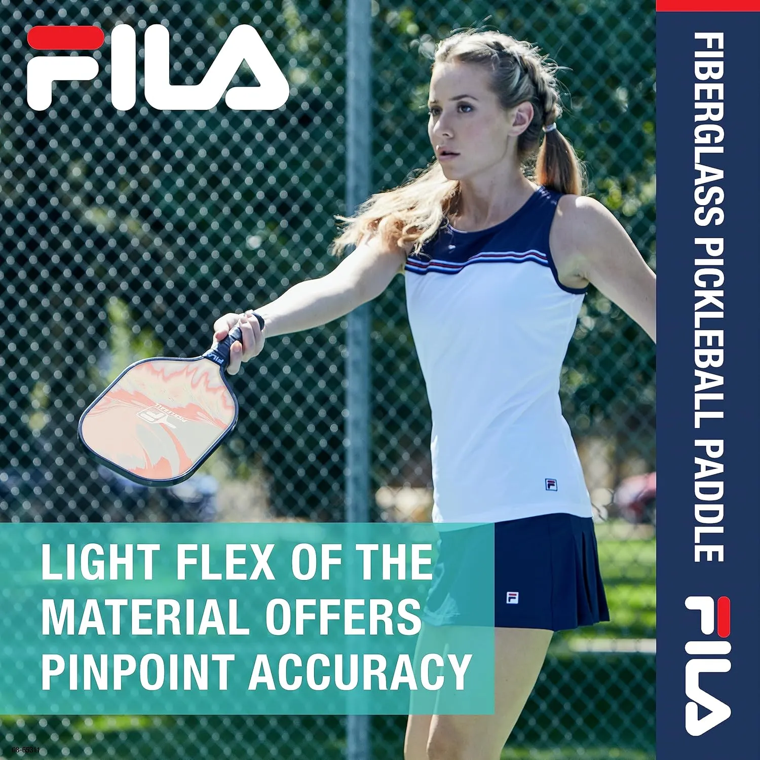 FILA Accessories Fiberglass Pickleball Paddle - Pro Pickle Ball Paddles, Fiberglass with Honeycomb Polypropylene Core, Lightweight Comfort Grip, Cute Pickleball Paddles (Sold Individually)