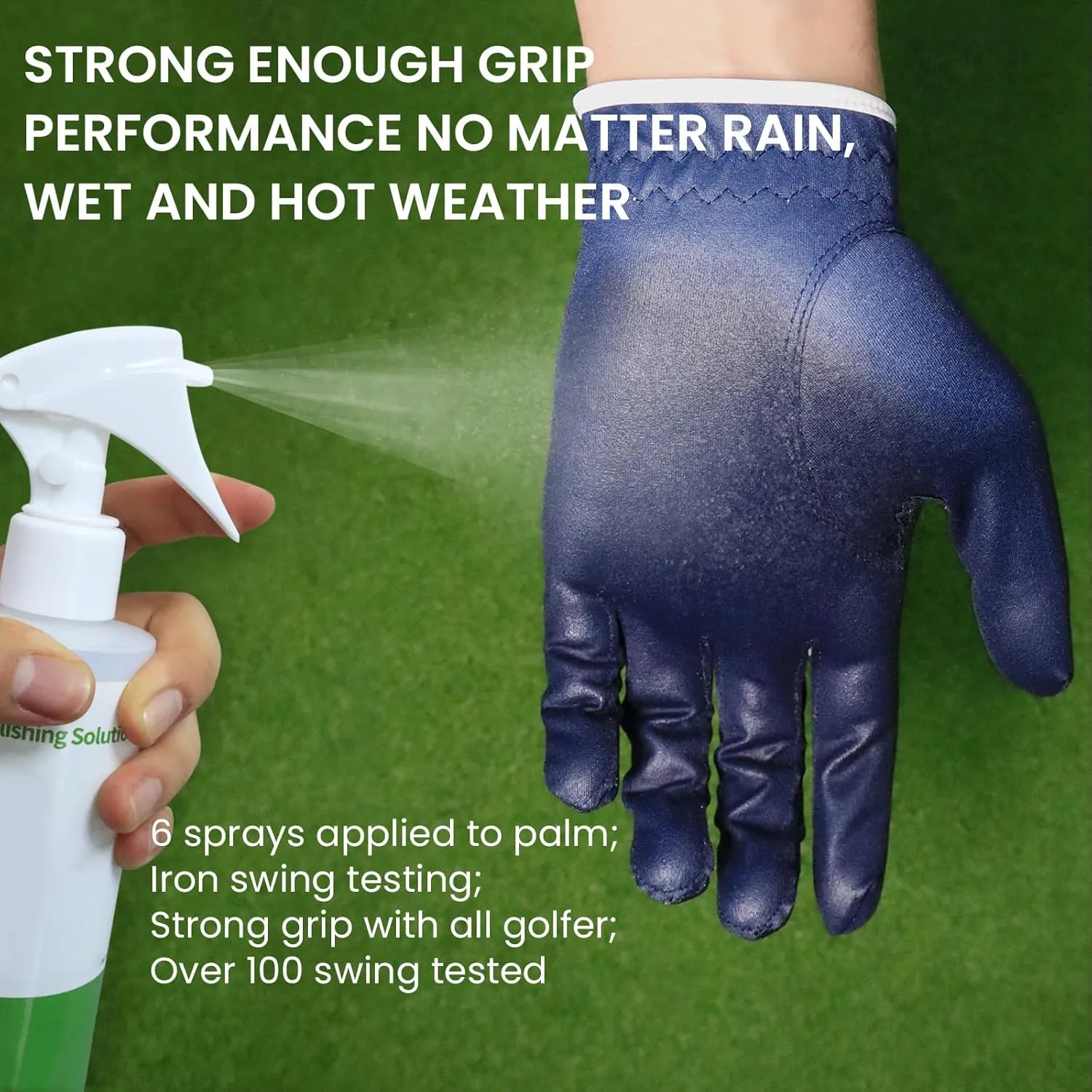 FINGER TEN Golf Gloves Men Left Hand Rain Grip Glove for Right Handed Golfer Value 3 Pack, All Weather Durable Grip Size Small Medium Large XL White Black Blue