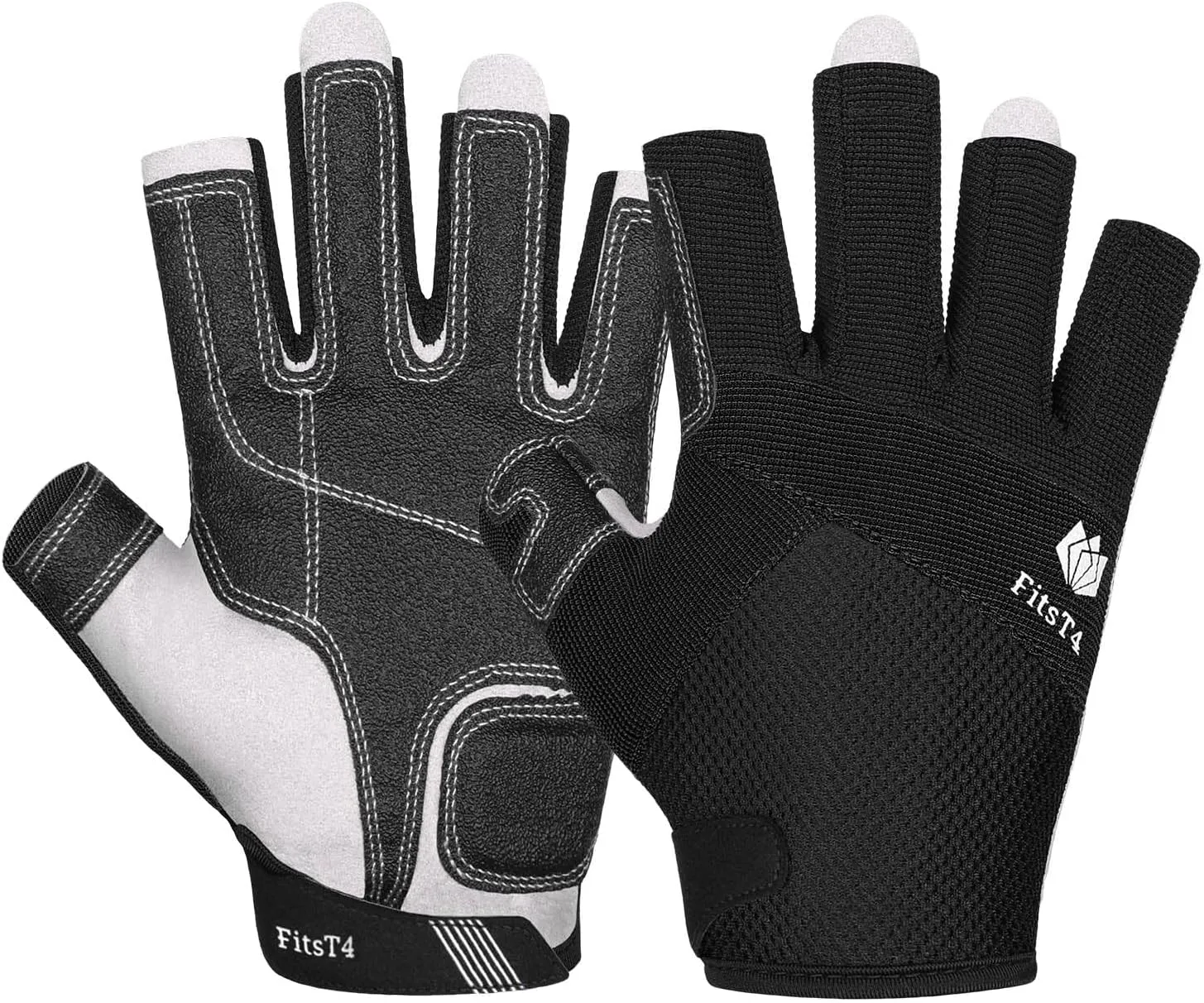 FitsT4 Sports Kayaking Gloves 3/4 or Full Finger Padded Palm Fingerless Gloves for Men Women Youth Perfect for Sailing Paddling Canoeing Boating Workout Rowing SUP and Other Water Sports
