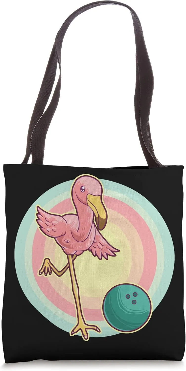 Flamingo Bowling Cool Pink Shorebirds Player Artwork Lover Tote Bag