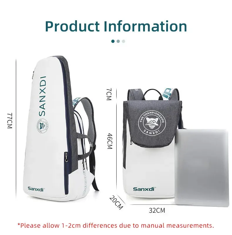 Foldable Tennis Paddle Backpack Large Capacity Sports Bags