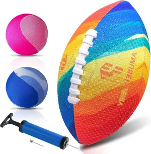 Football Official Size 9 Waterproof Football for Kids Youth Teen Boys Men,W/Pump and 2 Water Skipping Balls Summer Water Bouncing Balls for Swimming Pool Toys Swimming Games