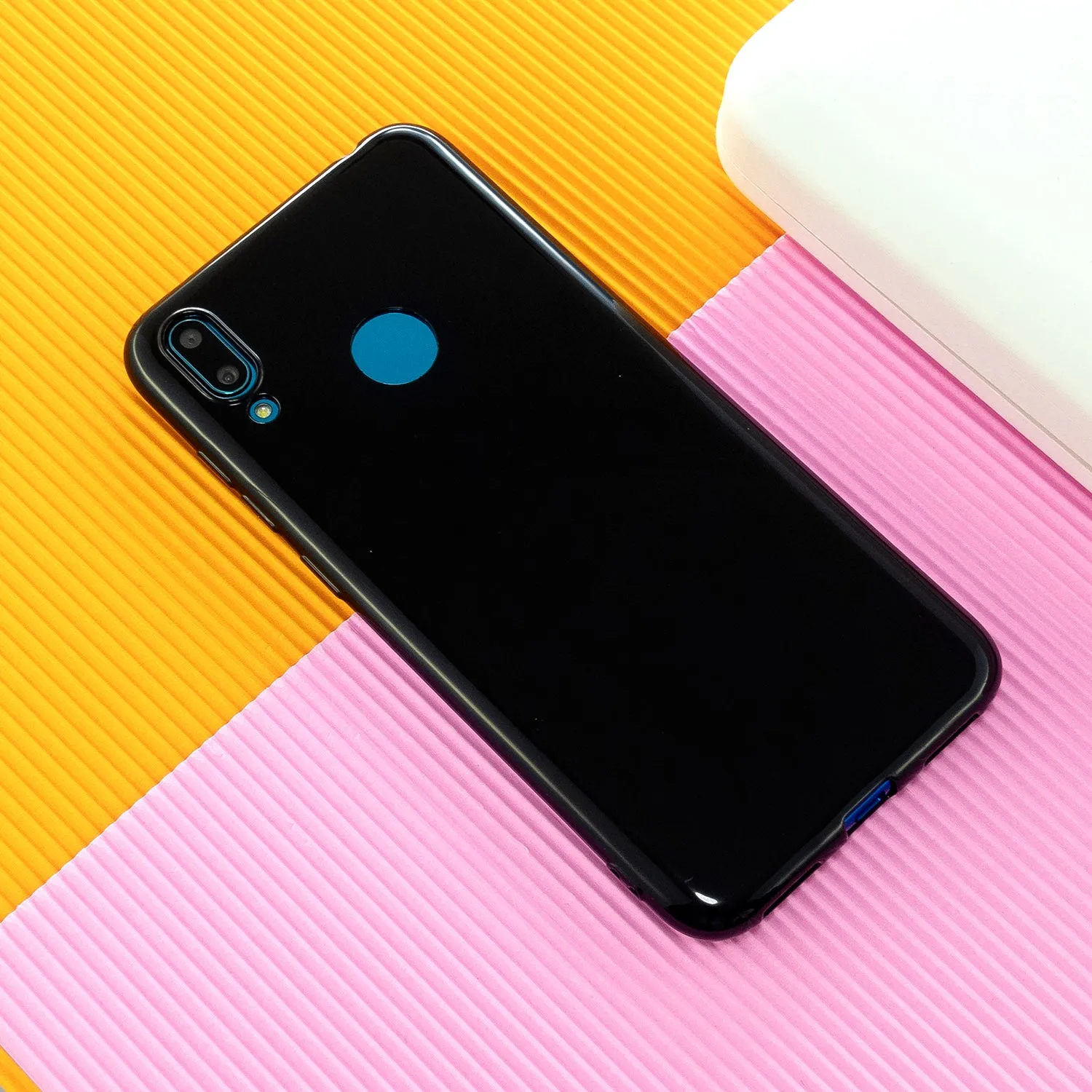 For HUAWEI Y6/Y7 Prime 2019 Glossy TPU Phone Case Mobile Phone Soft Cover Full Body Protection Sakura pink