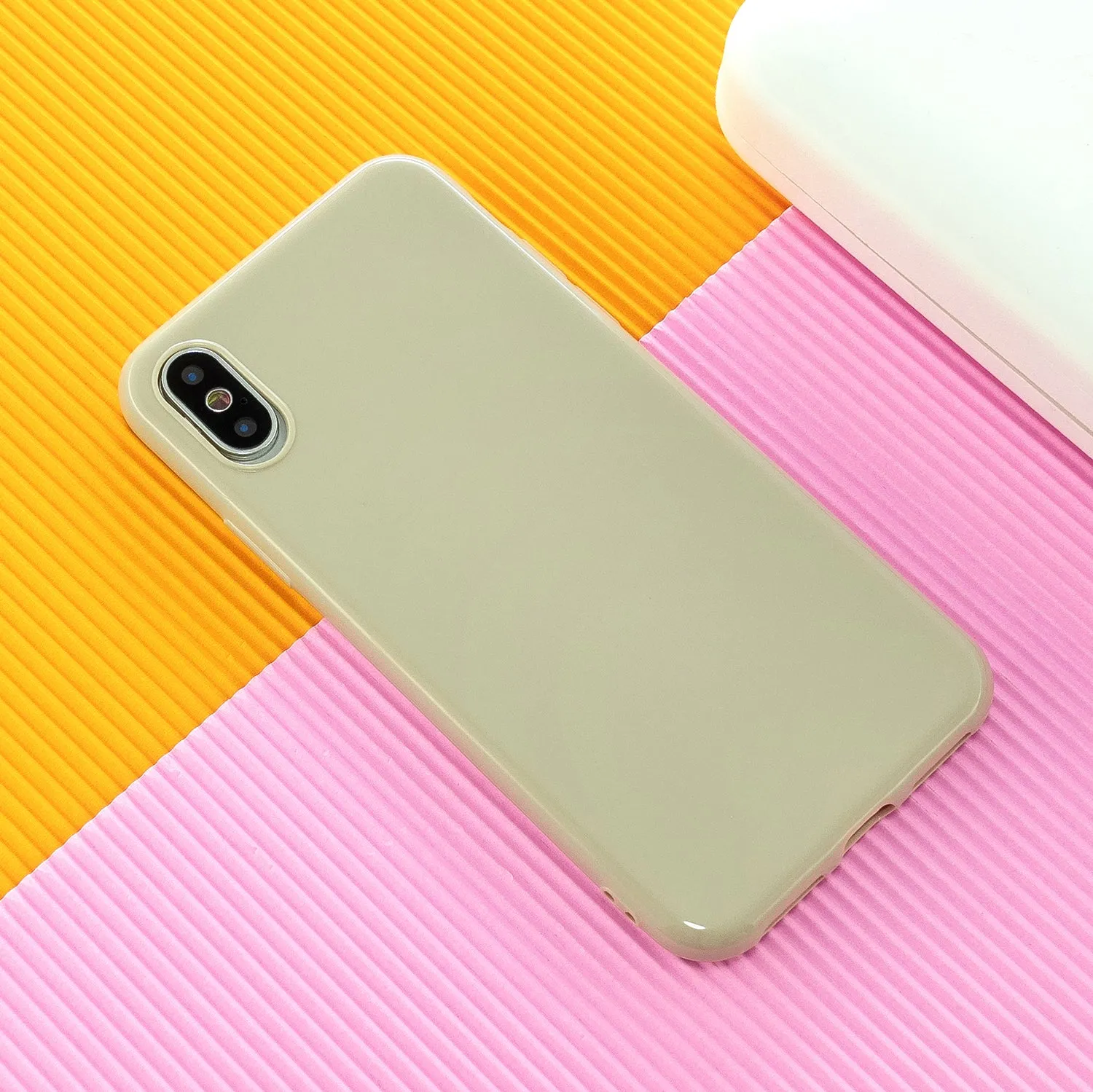 For iPhone X/XS/XS Max/XR  Cellphone Cover Slim Fit Bumper Protective Case Glossy TPU Mobile Phone Shell Sakura pink