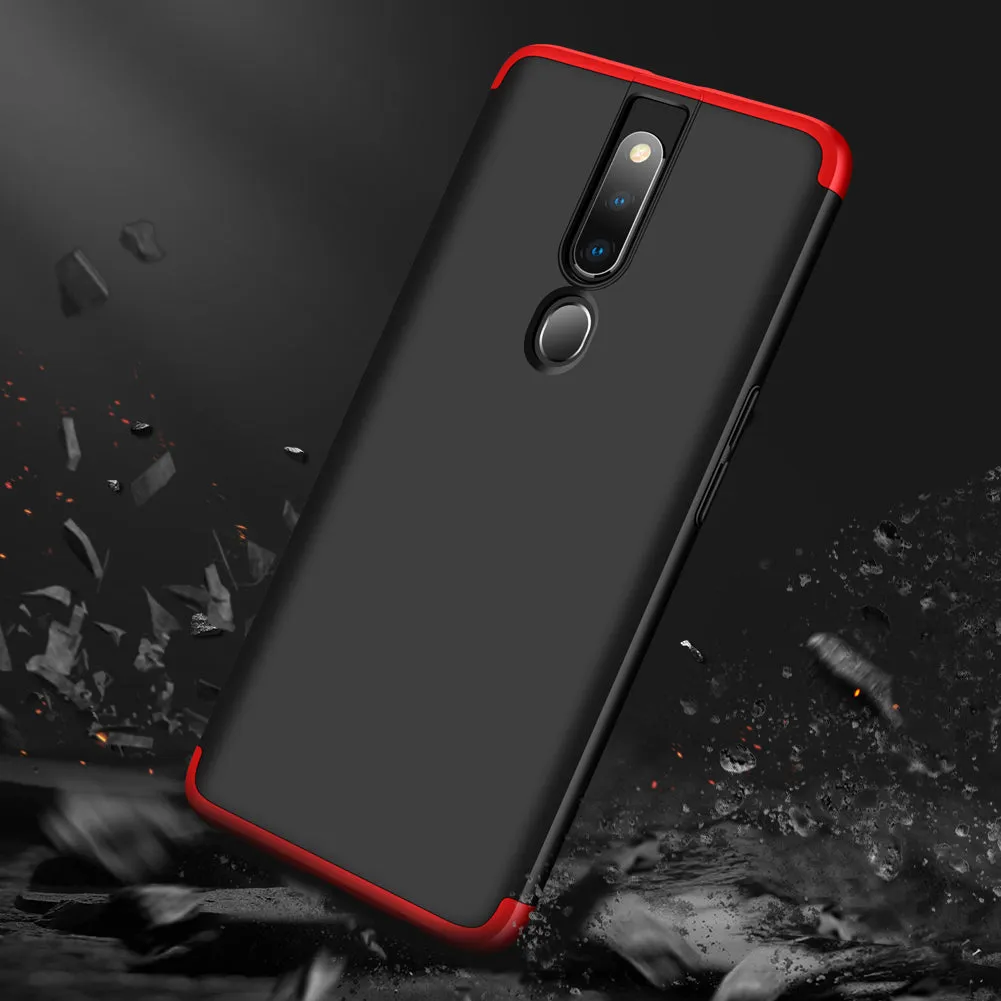 For OPPO F11 pro Ultra Slim PC Back Cover Non-slip Shockproof 360 Degree Full Protective Case Red black red