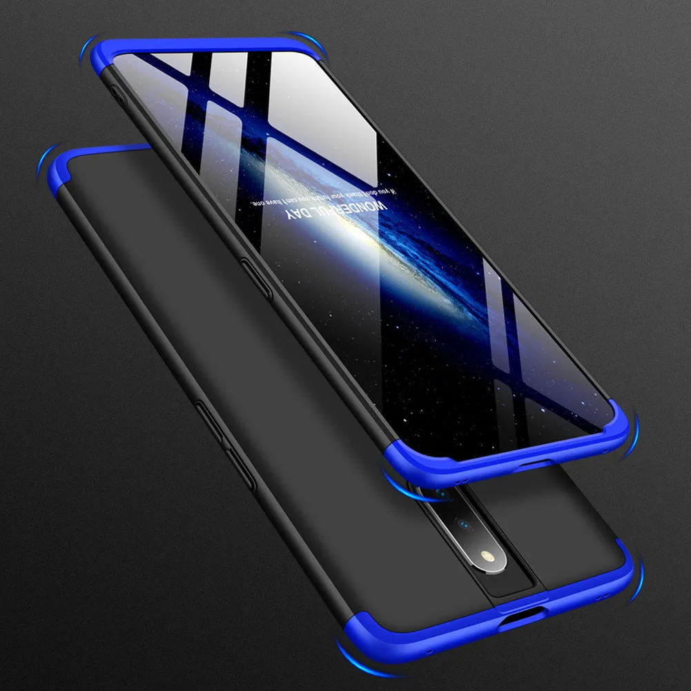 For OPPO F11 pro Ultra Slim PC Back Cover Non-slip Shockproof 360 Degree Full Protective Case Red black red