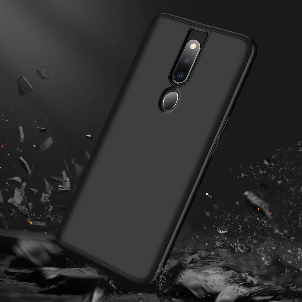For OPPO F11 pro Ultra Slim PC Back Cover Non-slip Shockproof 360 Degree Full Protective Case Red black red