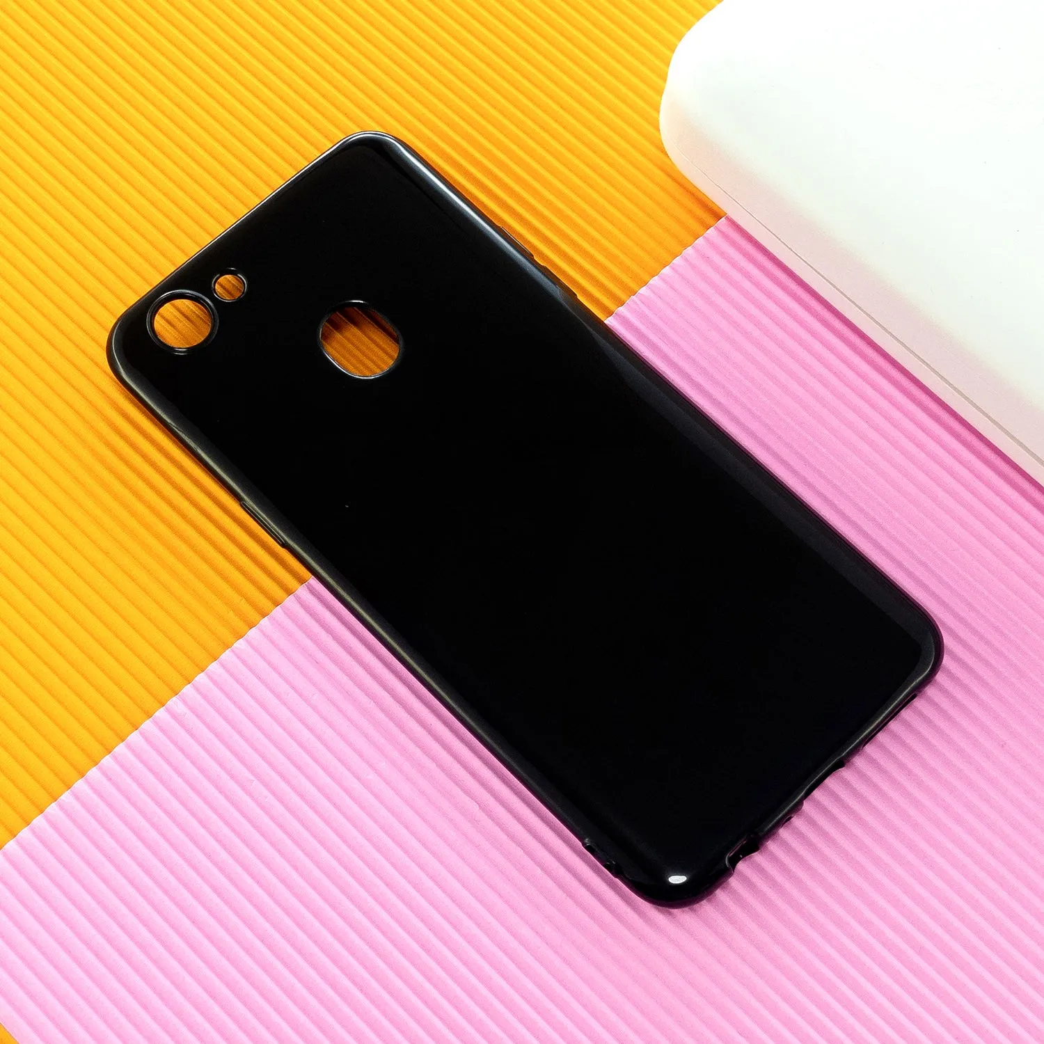 For OPPO F5/F7 Cellphone Cover Soft TPU Mobile Phone Case Screen Protector with Shock Absorption Technology Bright black