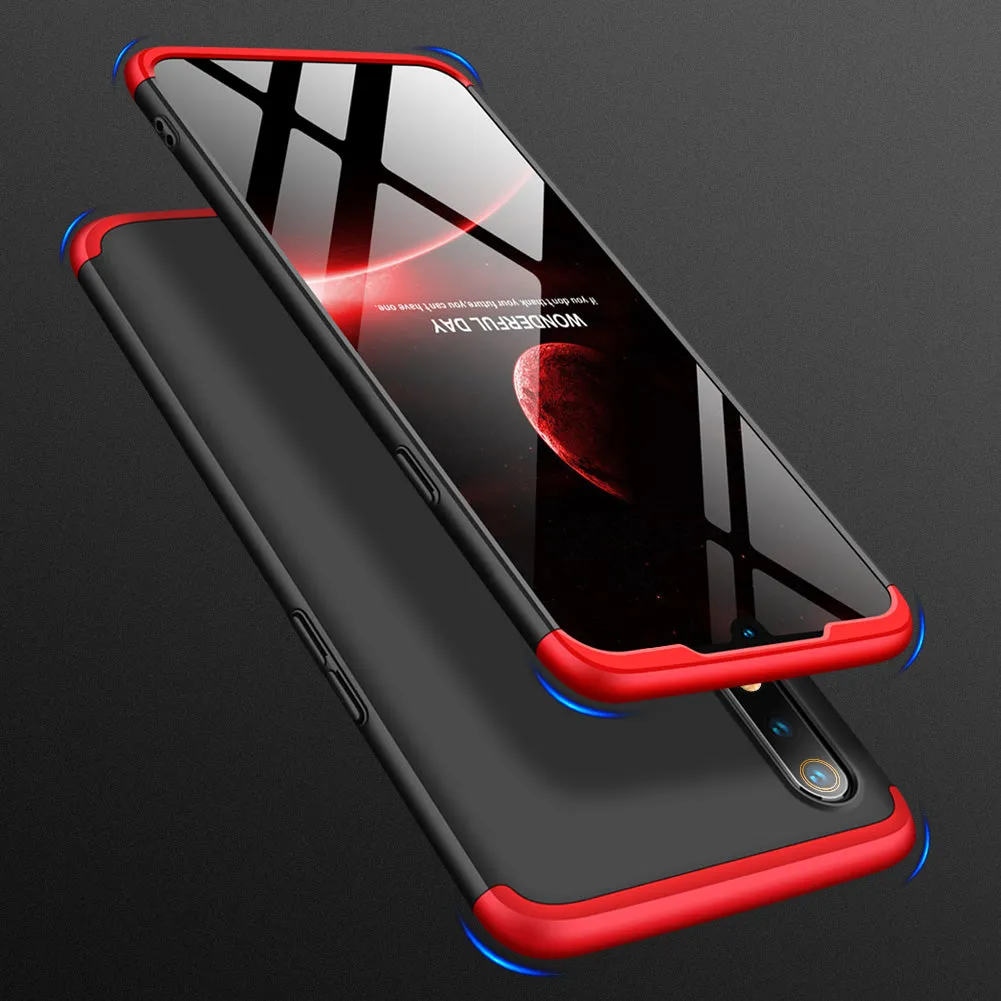 For OPPO realme3 Ultra Slim PC Back Cover Non-slip Shockproof 360 Degree Full Protective Case black