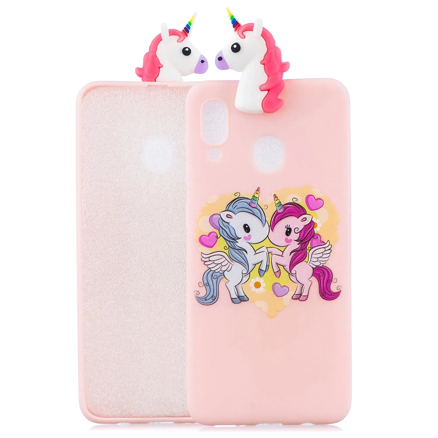For Samsung M20 3D Cute Coloured Painted Animal TPU Anti-scratch Non-slip Protective Cover Back Case sapphire