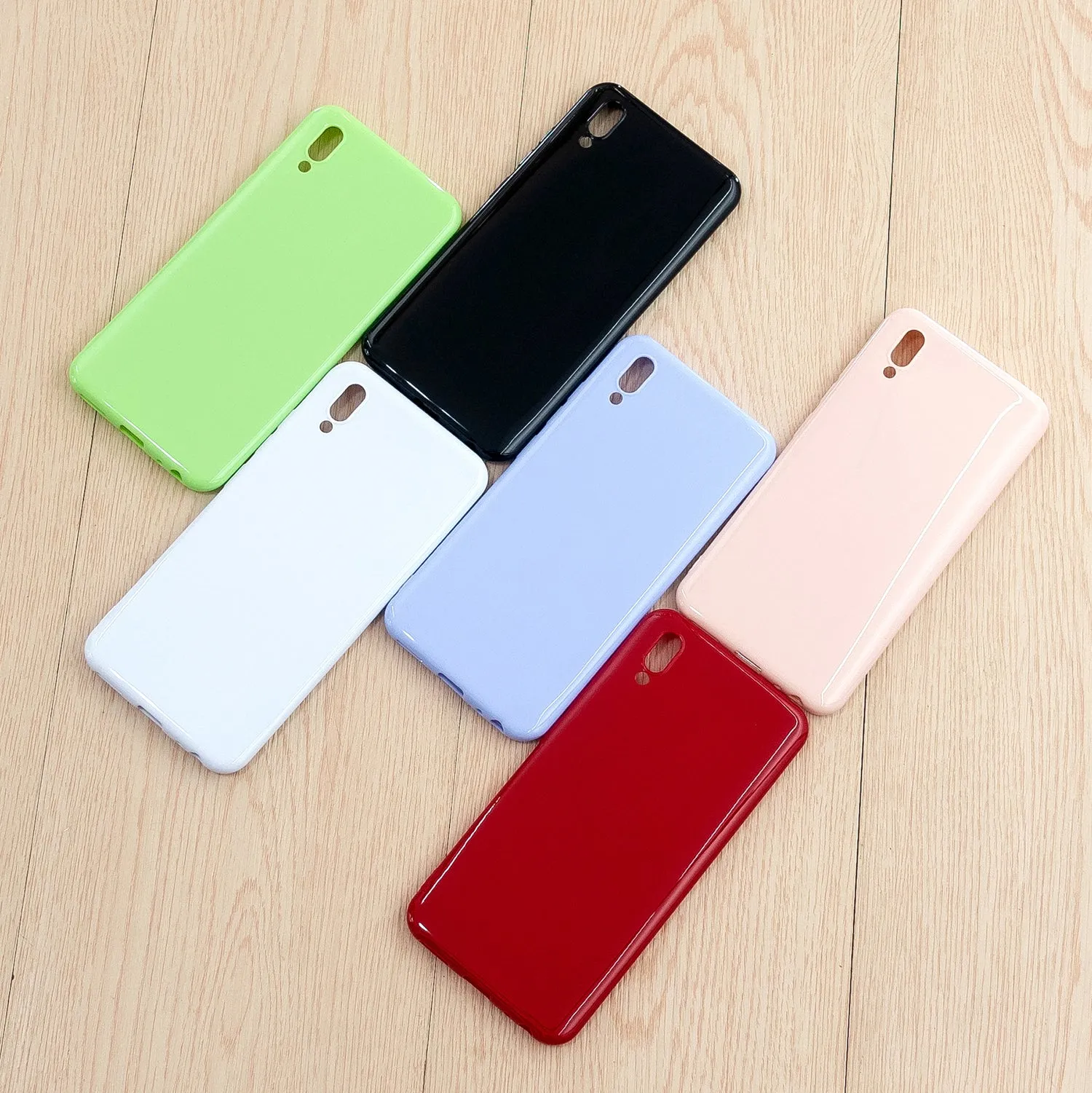 For VIVO Y93/Y95 Mobile Phone Case Glossy Finish Lightweight TPU Cellphone Cover Anti-scratch Overal Protection Shell Sakura pink