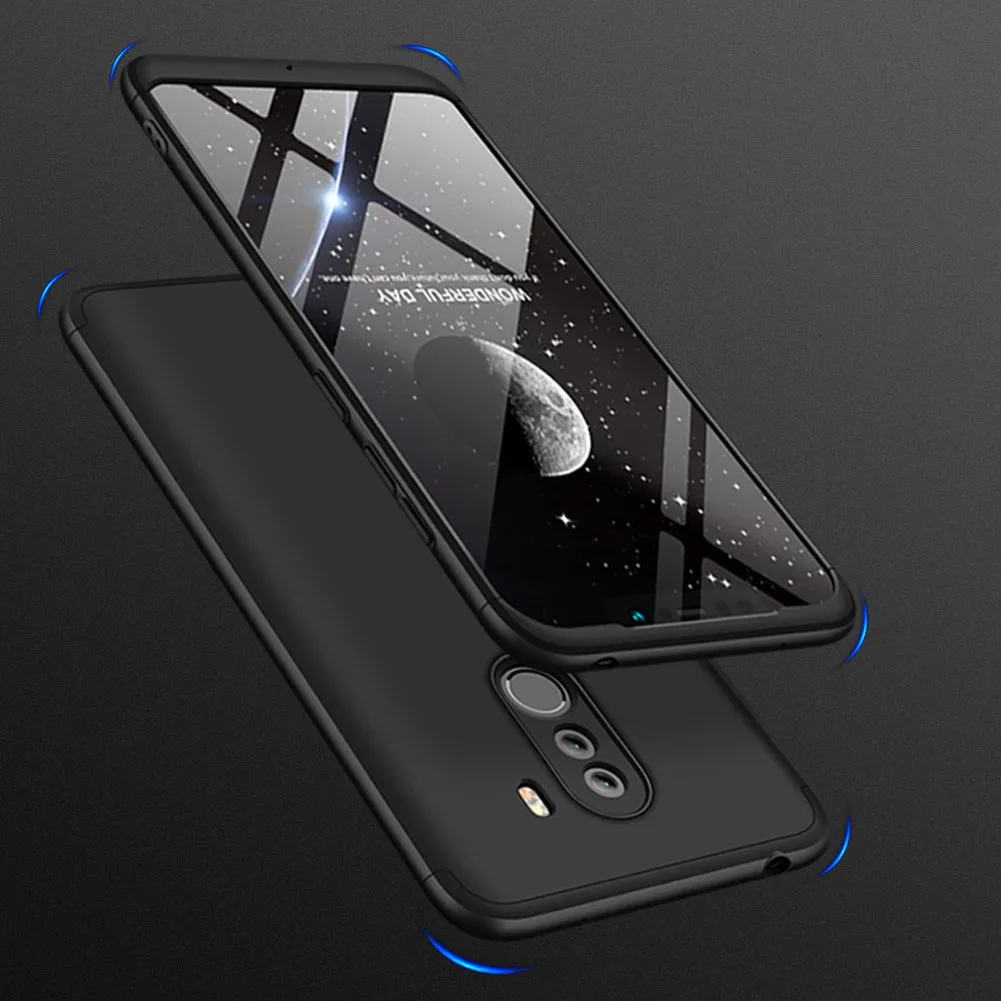 For XIAOMI Pocophone F1 Ultra Slim PC Back Cover Non-slip Shockproof 360 Degree Full Protective Case blue black blue