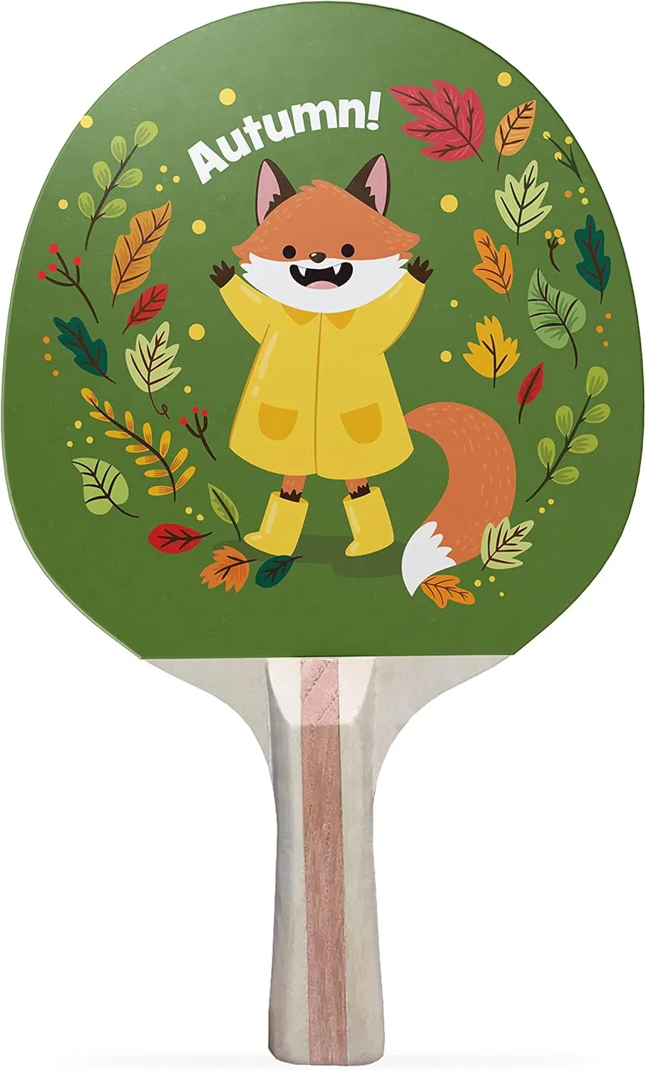 Fox Autumn Colorful Design Ping Pong Paddle, Premium 5 Ply Table Tennis Racket (Red on Back)