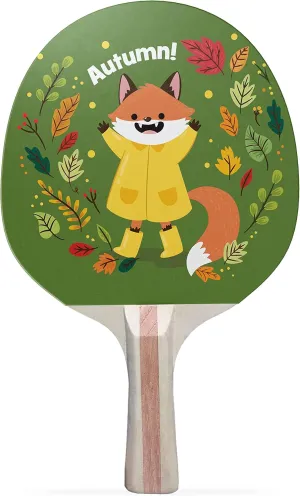 Fox Autumn Colorful Design Ping Pong Paddle, Premium 5 Ply Table Tennis Racket (Red on Back)