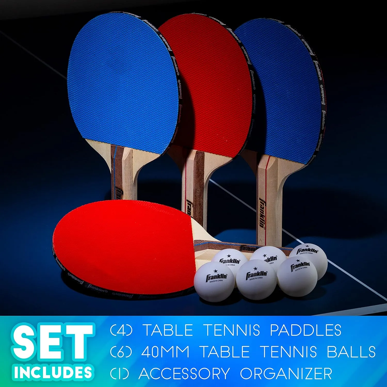 Franklin Sports Ping Pong Paddle Set with Balls - 2 Player & 4 Player Table Tennis Paddle Kit - Full Ping Pong Starter Kit