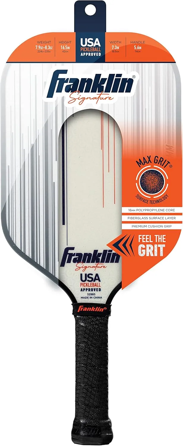 Franklin Sports Pro Pickleball Paddles - Signature Series Pro Pickleball Paddle with MaxGrit Surface - USA Pickleball (USAPA) Approved Tournament Pickleball Paddles - 13mm   16mm Polypropylene Cores