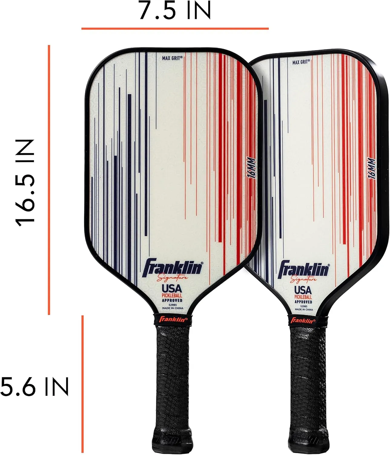 Franklin Sports Pro Pickleball Paddles - Signature Series Pro Pickleball Paddle with MaxGrit Surface - USA Pickleball (USAPA) Approved Tournament Pickleball Paddles - 13mm   16mm Polypropylene Cores
